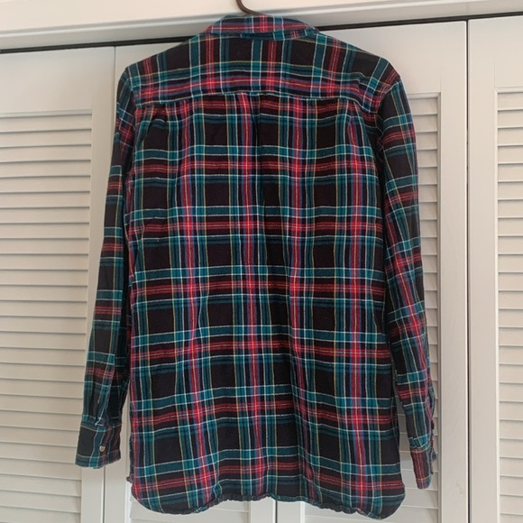 Modern Amusement Black Red Green Blue Yellow Plaid Flannel Button Down Size L - Picture 3 of 10